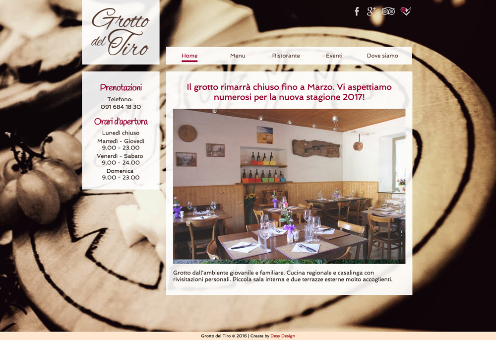 screencapture restaurant homepage